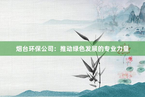 烟台环保公司：推动绿色发展的专业力量